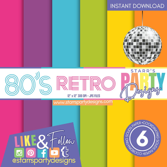 PAQUETE DE PAPEL SÓLIDO RETRO DE LOS AÑOS 80