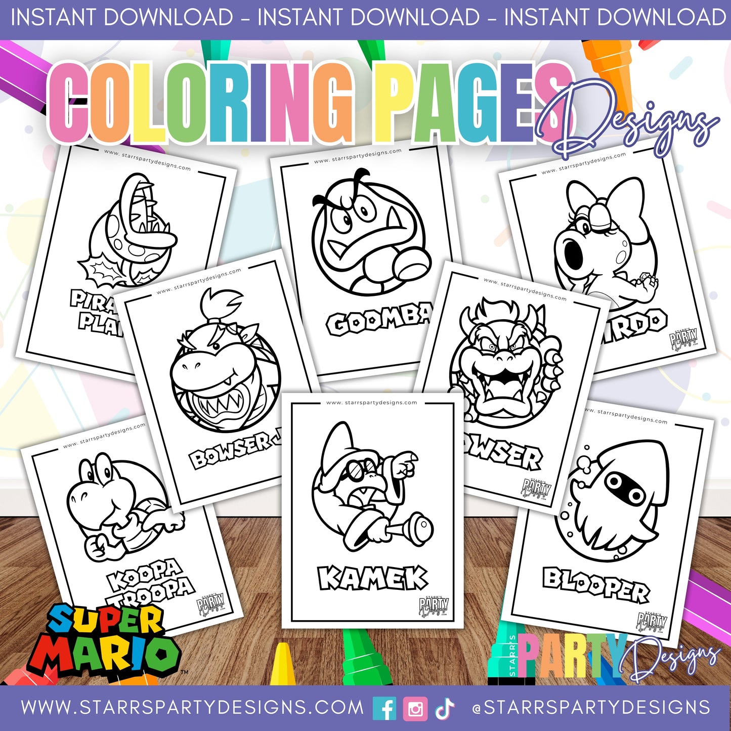 SUPER MARIO VILLIANS COLORING PAGES