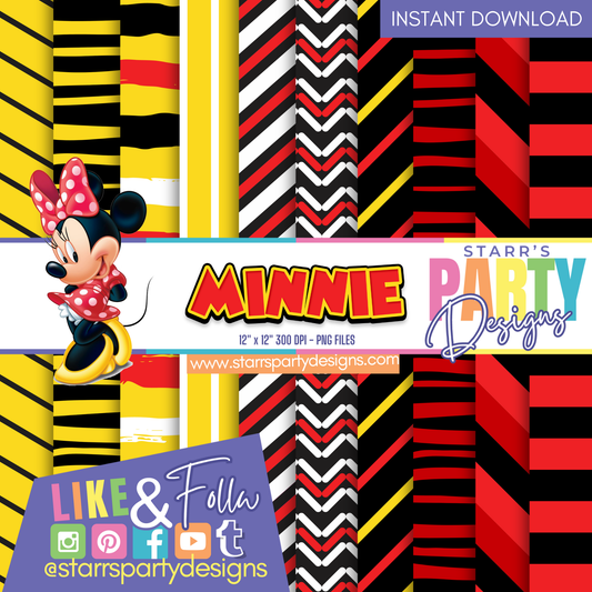 PAQUETE DE PAPEL CON RAYAS DE MINNIE MOUSE ROJO