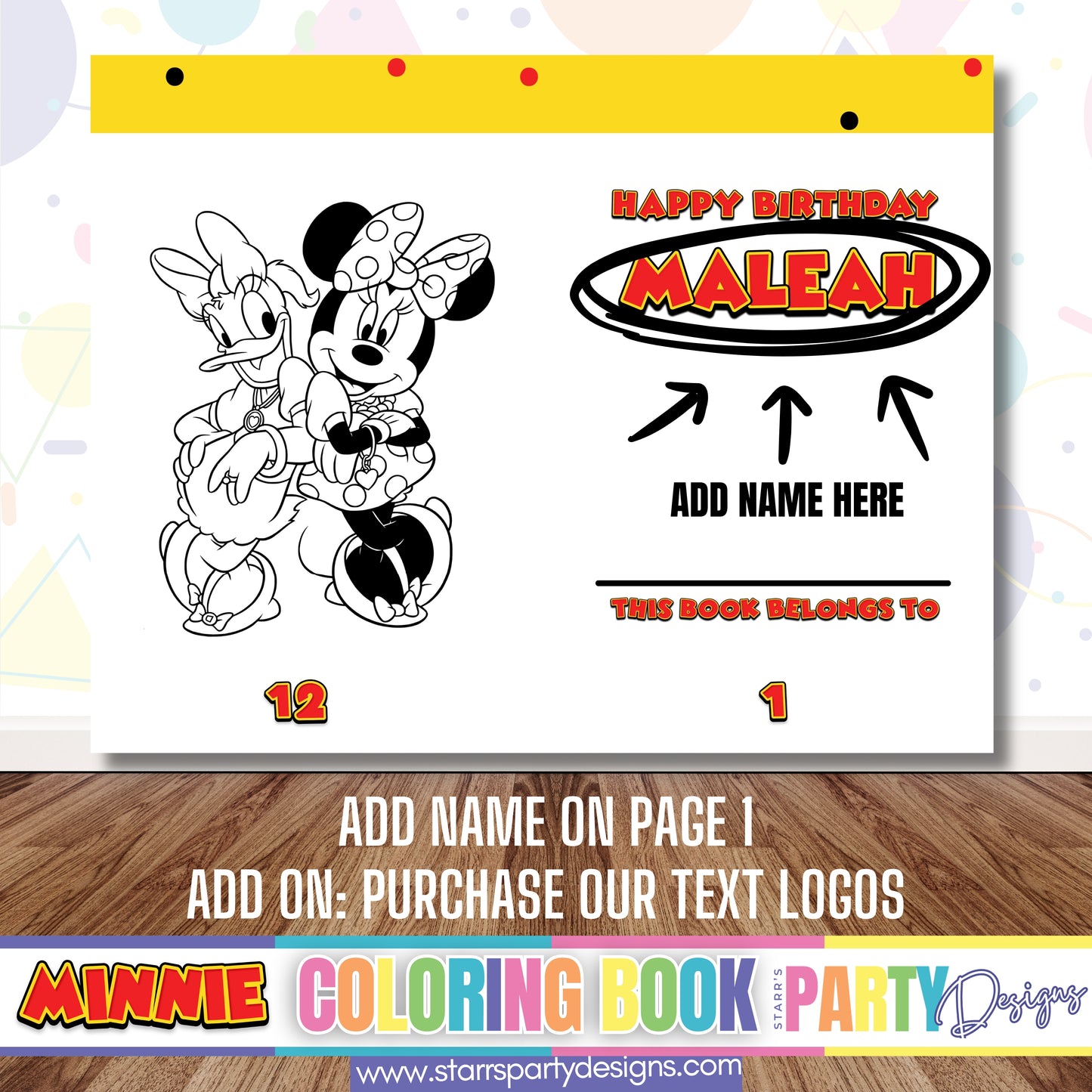 COLORING ACTIVITY BOOK (DESIGN ONLY) | RED MINNIE'S BIRTHDAY