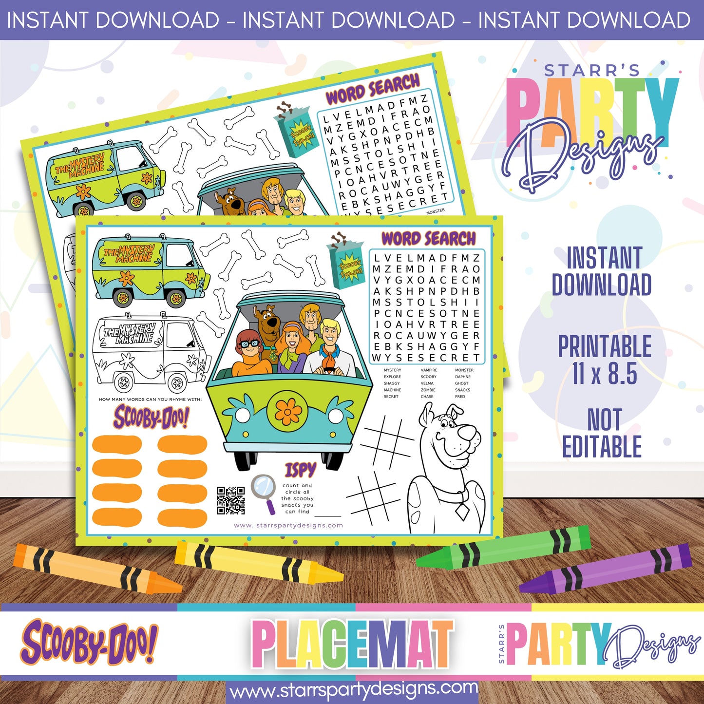 PLACEMAT ACTIVITY SHEET | SCOOBY DOO A3