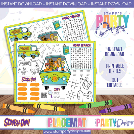 PLACEMAT ACTIVITY SHEET | SCOOBY DOO A3