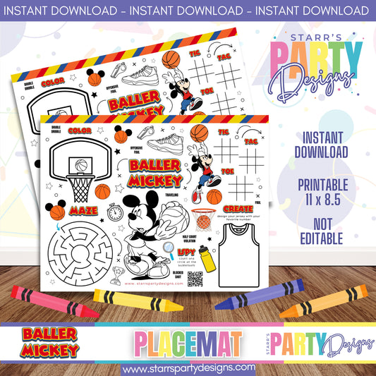 HOJA DE ACTIVIDADES CON MANTELES INDIVIDUALES | CASA DE LA DIVERSIÓN DE MICKEY MOUSE A1
