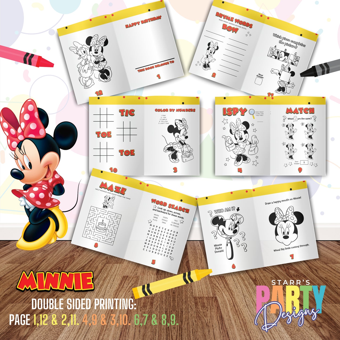 COLORING ACTIVITY BOOK (DESIGN ONLY) | RED MINNIE'S BIRTHDAY