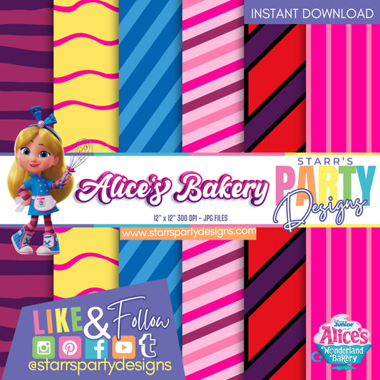 PAQUETE DE PAPEL DE RAYAS DE ALICE'S BAKERY