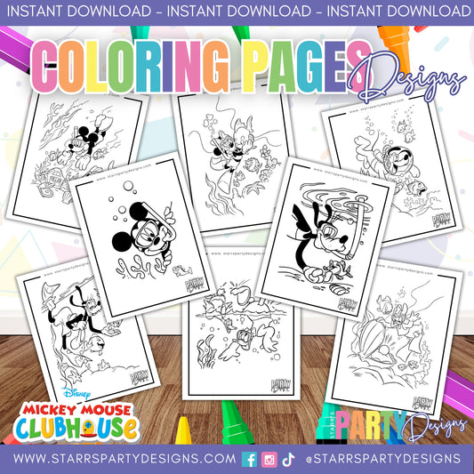 MICKEY Y SUS AMIGOS EN LA PLAYA PARA COLOREAR 1