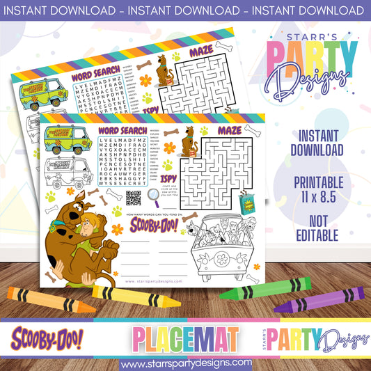 PLACEMAT ACTIVITY SHEET | SCOOBY DOO B2