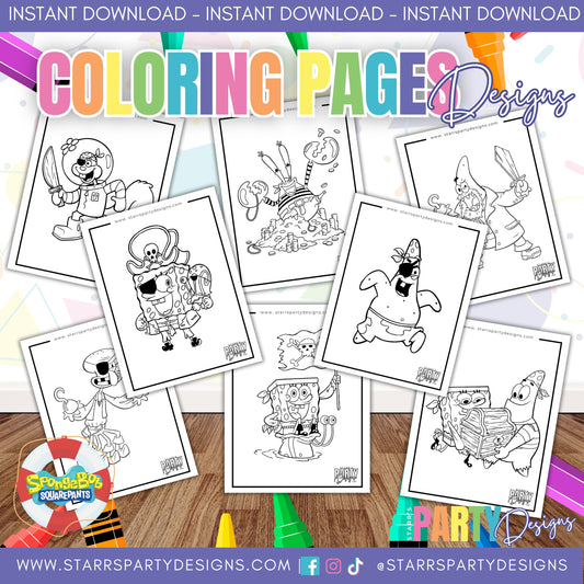 PIRATE SPONGEBOB CREW COLORING PAGES