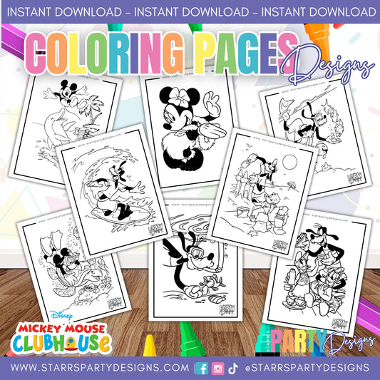MICKEY Y SUS AMIGOS EN LA PLAYA PARA COLOREAR 1