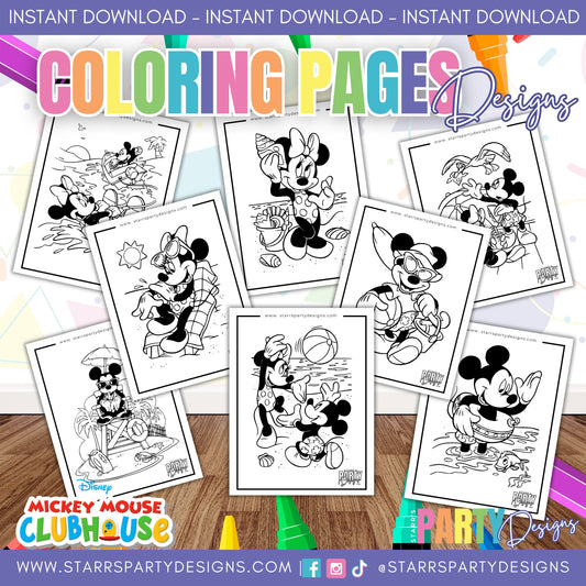 PAGINAS PARA COLOREAR DE MICKEY Y MINNIE EN LA PLAYA 1