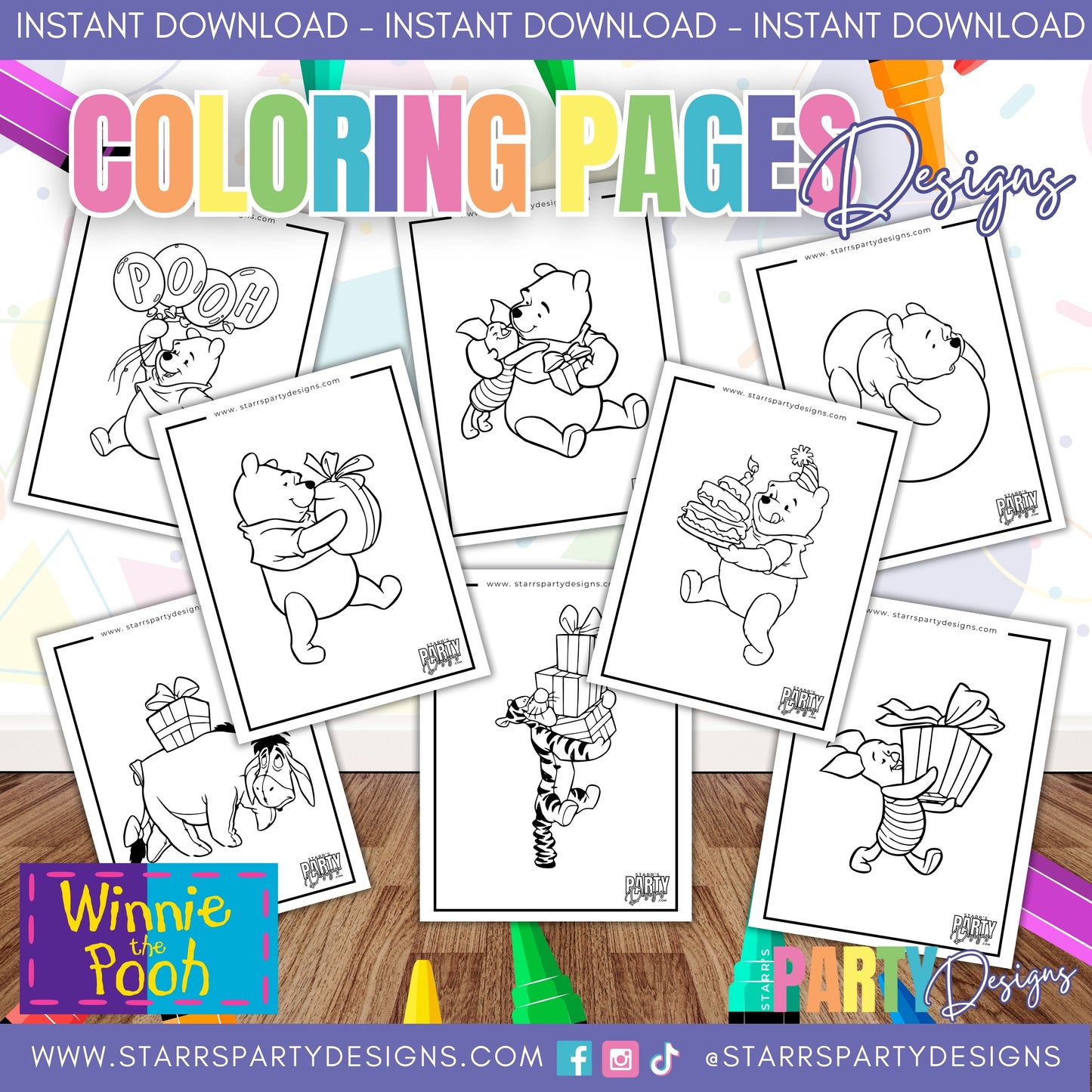 PÁGINAS PARA COLOREAR DE REGALOS CON POOH Y SUS AMIGOS