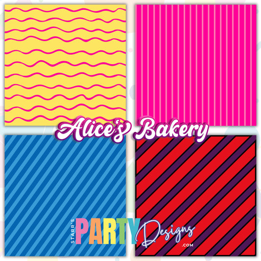 PAQUETE DE PAPEL DE RAYAS DE ALICE'S BAKERY