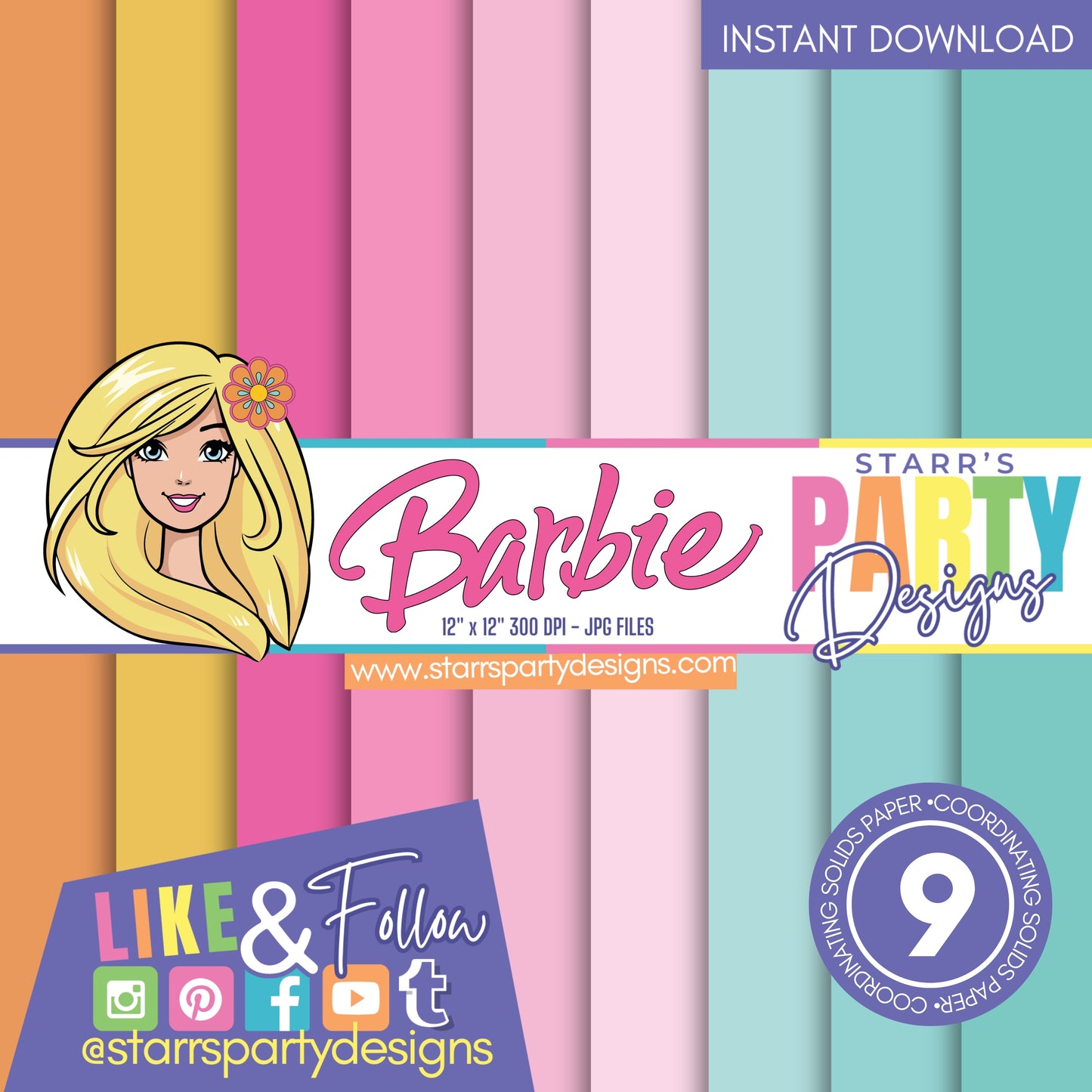 SURFS UP BARBIE SOLIDS PAPER PACK