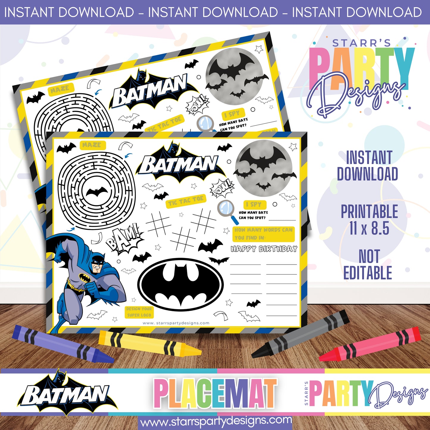 HOJA DE ACTIVIDADES PARA MANTEL INDIVIDUAL | BATMAN A2