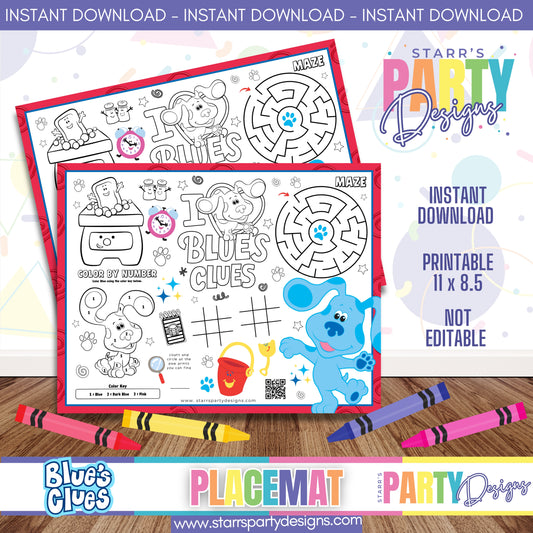 HOJA DE ACTIVIDADES PARA MANTEL INDIVIDUAL | PISTAS DE BLUE A1