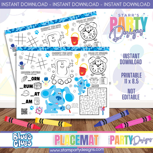HOJA DE ACTIVIDADES PARA MANTEL INDIVIDUAL | PISTAS DE BLUE A1