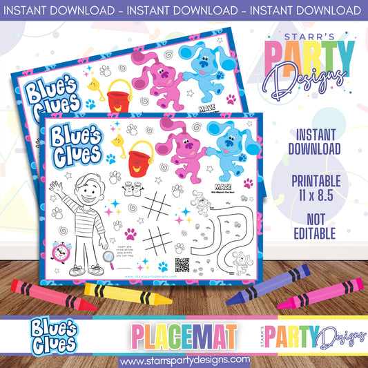 HOJA DE ACTIVIDADES PARA MANTEL INDIVIDUAL | PISTAS DE BLUE A1
