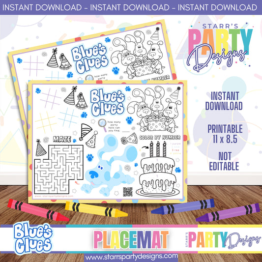 HOJA DE ACTIVIDADES PARA MANTEL INDIVIDUAL | PISTAS DE BLUE A1