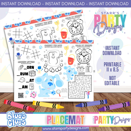HOJA DE ACTIVIDADES PARA MANTEL INDIVIDUAL | PISTAS DE BLUE A1