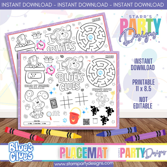 HOJA DE ACTIVIDADES PARA MANTEL INDIVIDUAL | PISTAS DE BLUE A1