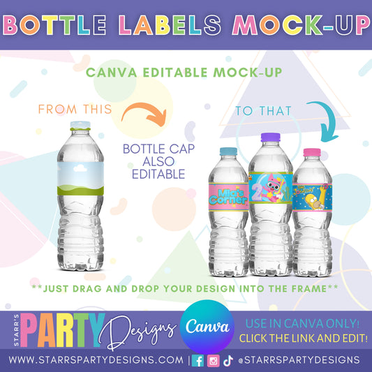 MAQUETA DE ETIQUETAS DE BOTELLAS PARA CANVA