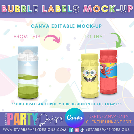 MAQUETA DE ETIQUETAS DE BURBUJAS PARA CANVA