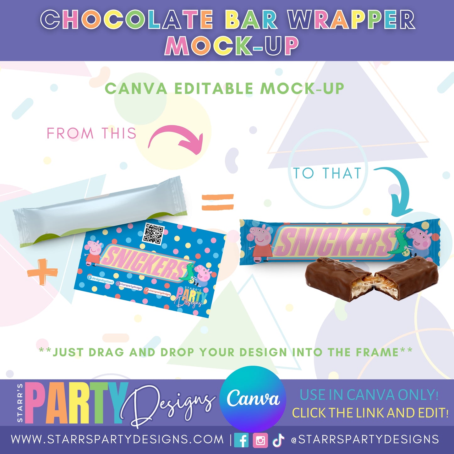 MAQUETA LARGA DE BARRA DE CHOCOLATE PARA CANVA