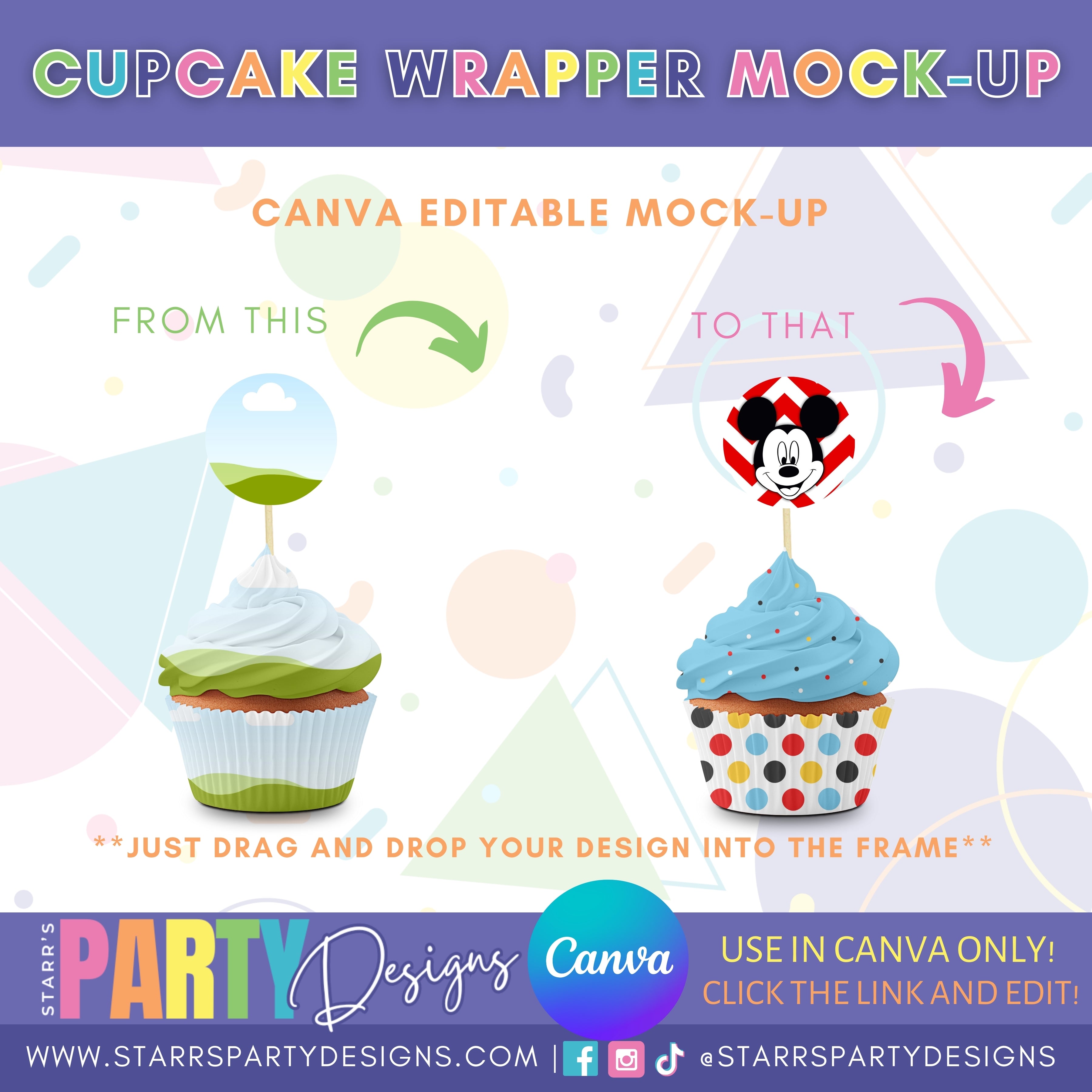 CUPCAKE WRAPPER MOCKUP FOR CANVA โ Starr's Party Designs