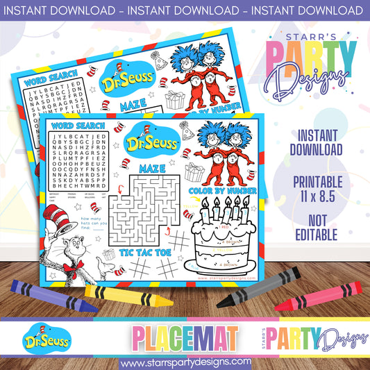 HOJA DE ACTIVIDADES CON MANTELETE INDIVIDUAL | DR. SEUSS A1