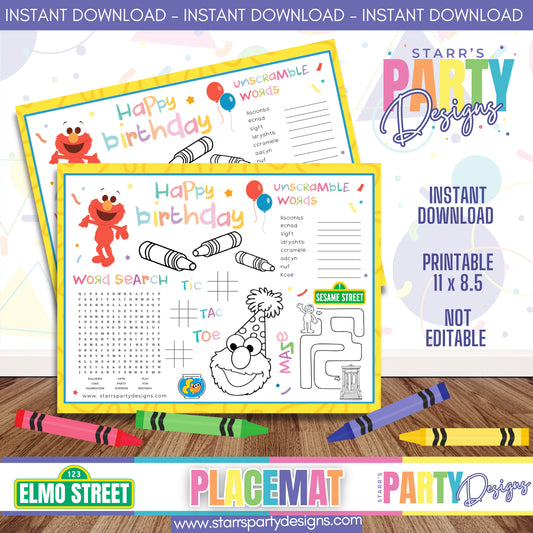 HOJA DE ACTIVIDADES PARA MANTEL INDIVIDUAL | ELMO A2