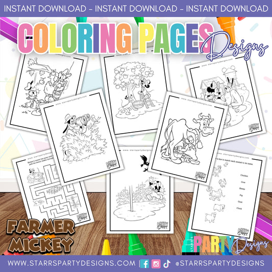 PAGINAS PARA COLOREAR DE MICKEY EN UNA GRANJA