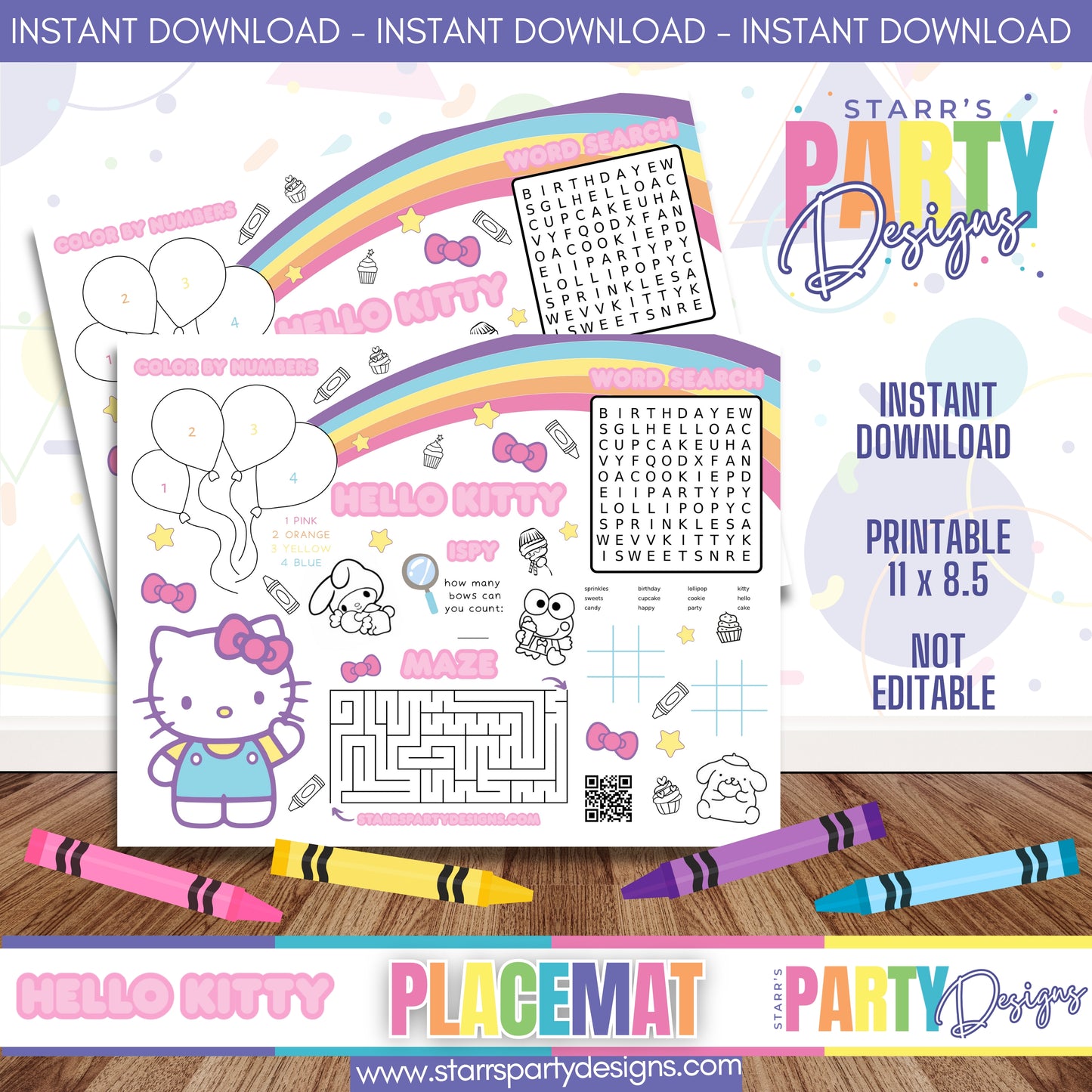 HOJA DE ACTIVIDADES CON MANTELETE INDIVIDUAL | HELLO KITTY A1