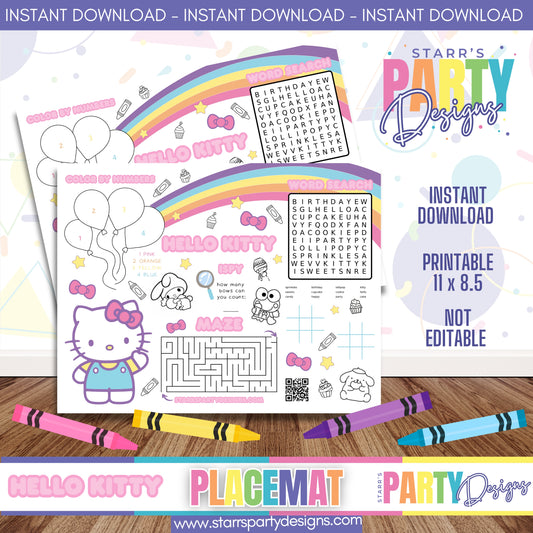 PLACEMAT ACTIVITY SHEET | HELLO KITTY AND FRIENDS A1
