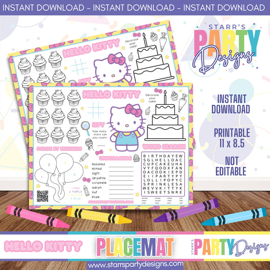 PLACEMAT ACTIVITY SHEET | HELLO KITTY AND FRIENDS A2