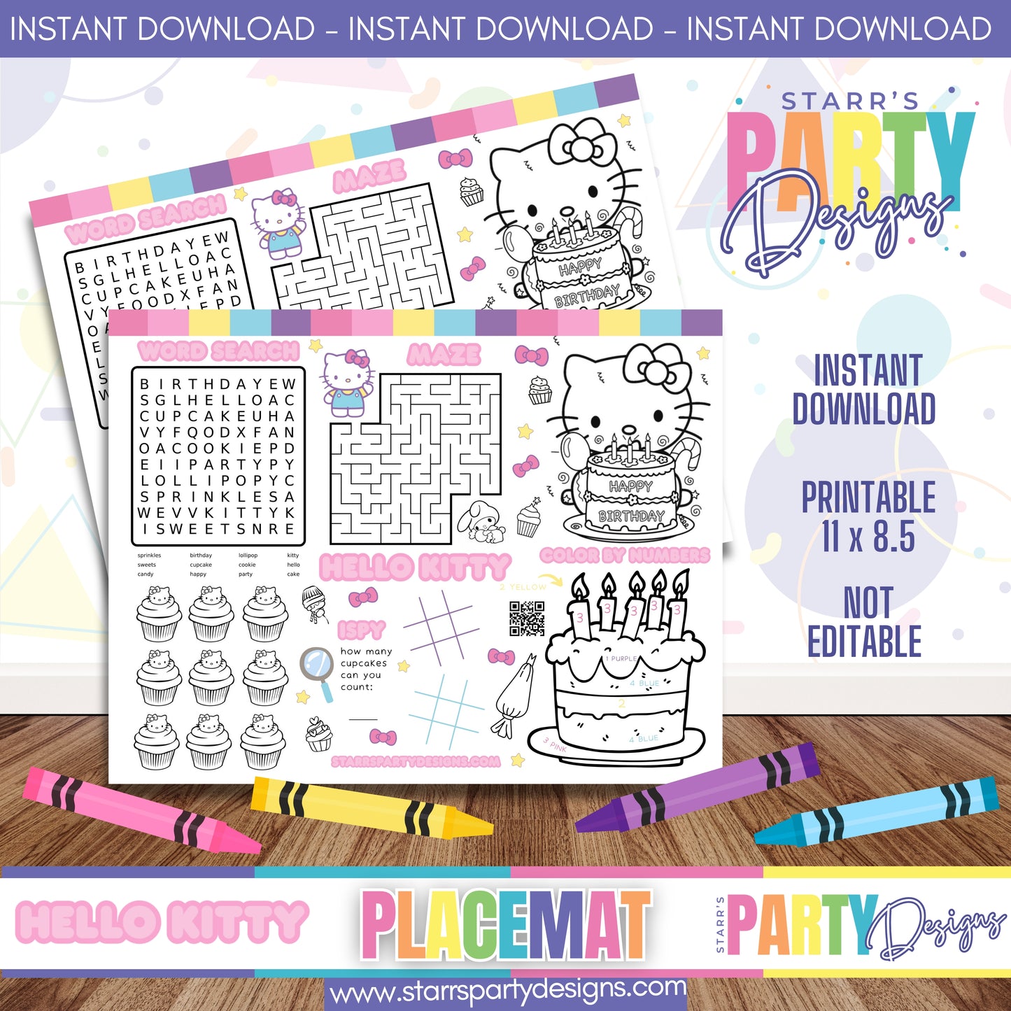 HOJA DE ACTIVIDADES CON MANTELETE INDIVIDUAL | HELLO KITTY A1