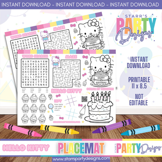 PLACEMAT ACTIVITY SHEET | HELLO KITTY AND FRIENDS A3