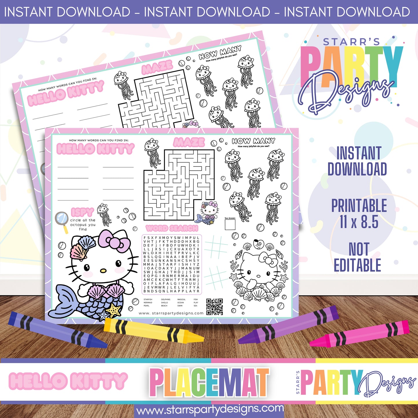HOJA DE ACTIVIDADES CON MANTELETE INDIVIDUAL | HELLO KITTY A1
