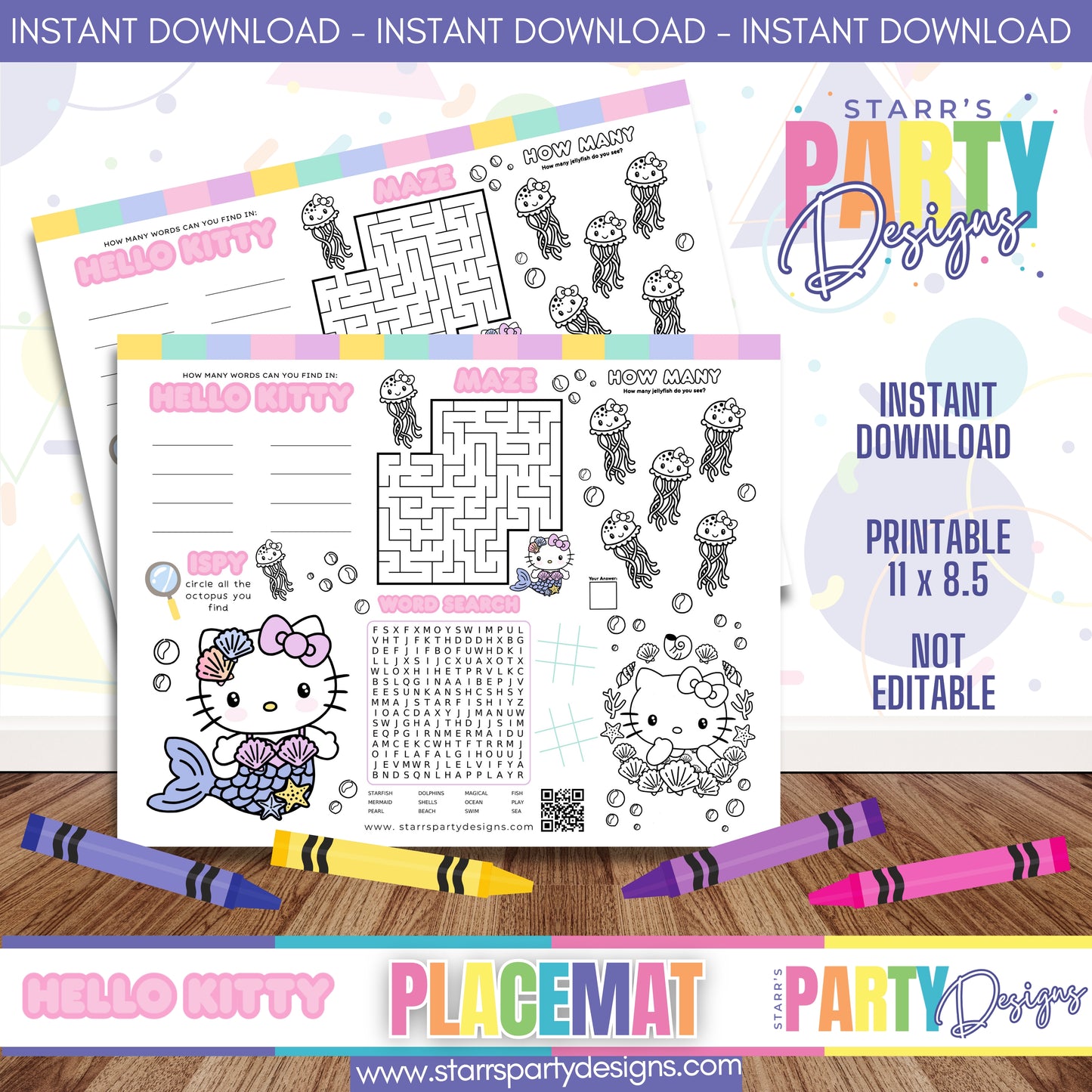 HOJA DE ACTIVIDADES CON MANTELETE INDIVIDUAL | HELLO KITTY A1