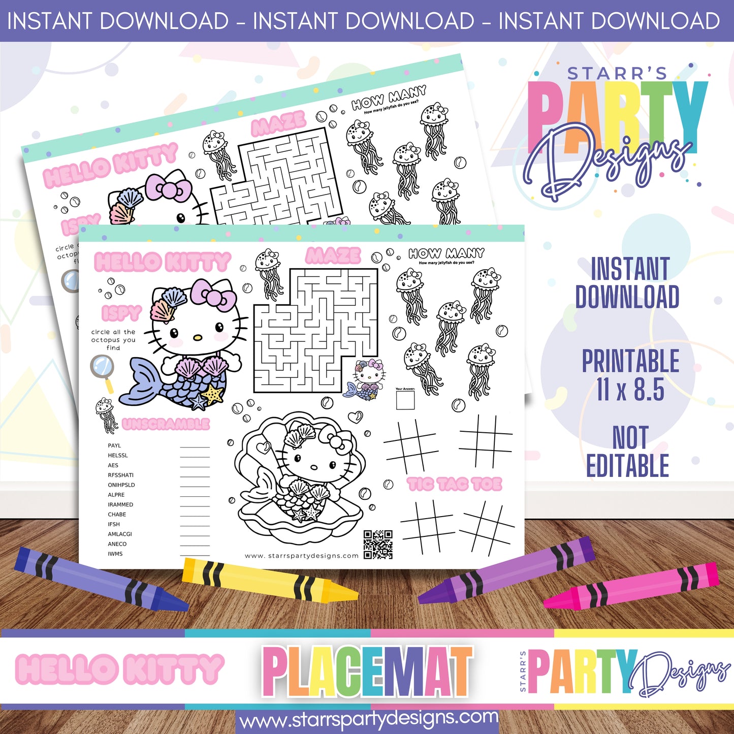 HOJA DE ACTIVIDADES CON MANTELETE INDIVIDUAL | HELLO KITTY A1