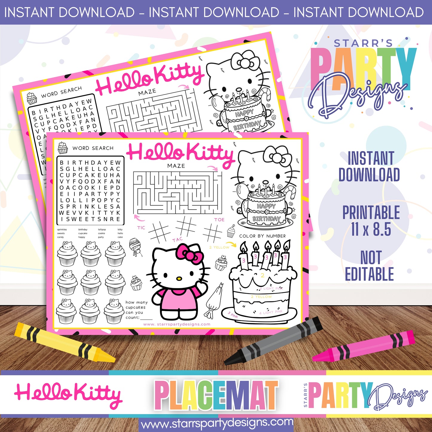 HOJA DE ACTIVIDADES CON MANTELETE INDIVIDUAL | HELLO KITTY A3