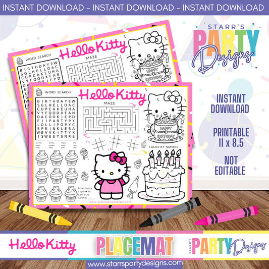 PLACEMAT ACTIVITY SHEET | HELLO KITTY A3