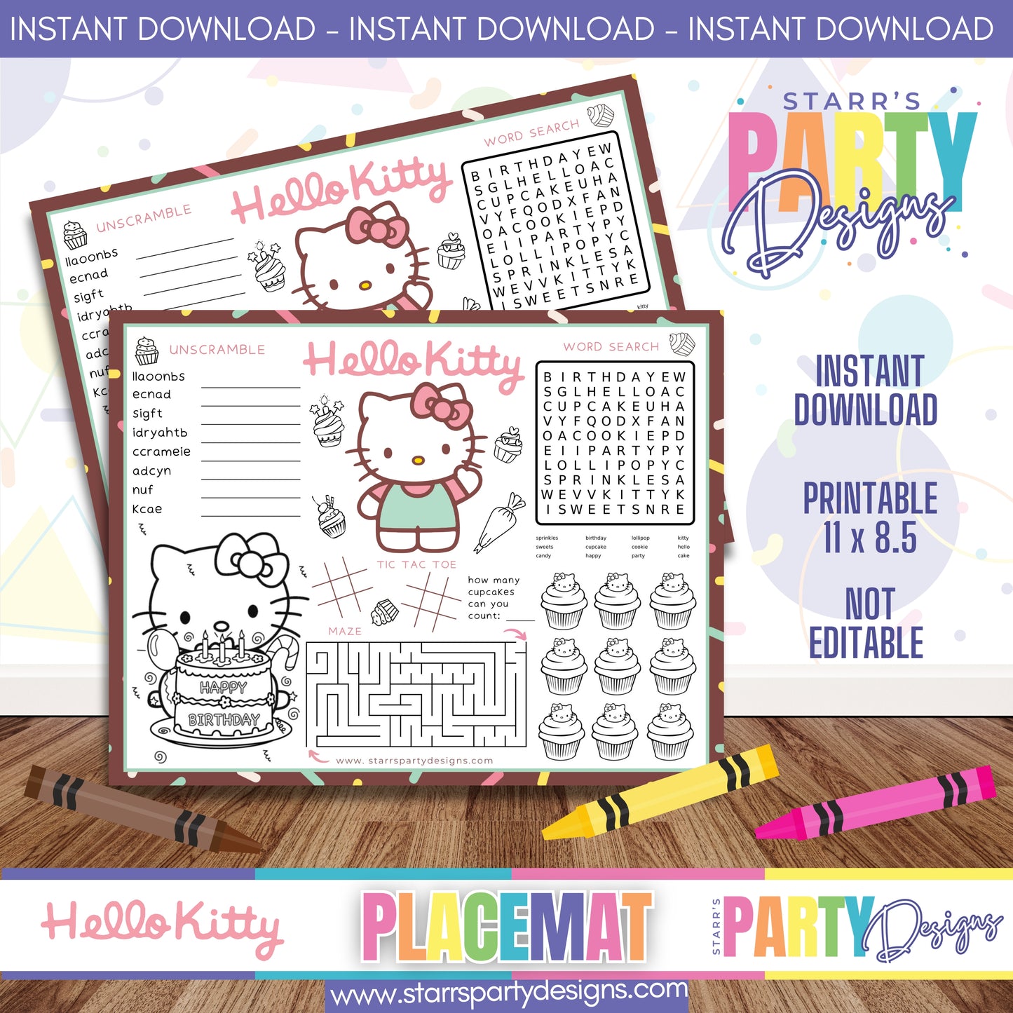 HOJA DE ACTIVIDADES CON MANTELETE INDIVIDUAL | HELLO KITTY A2