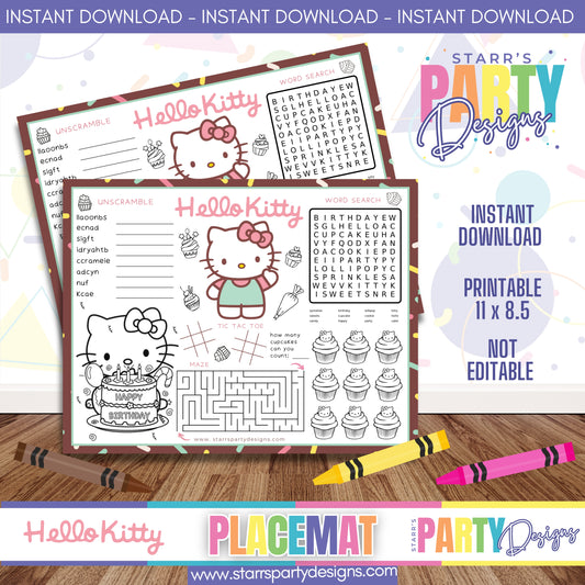 PLACEMAT ACTIVITY SHEET | HELLO KITTY A2