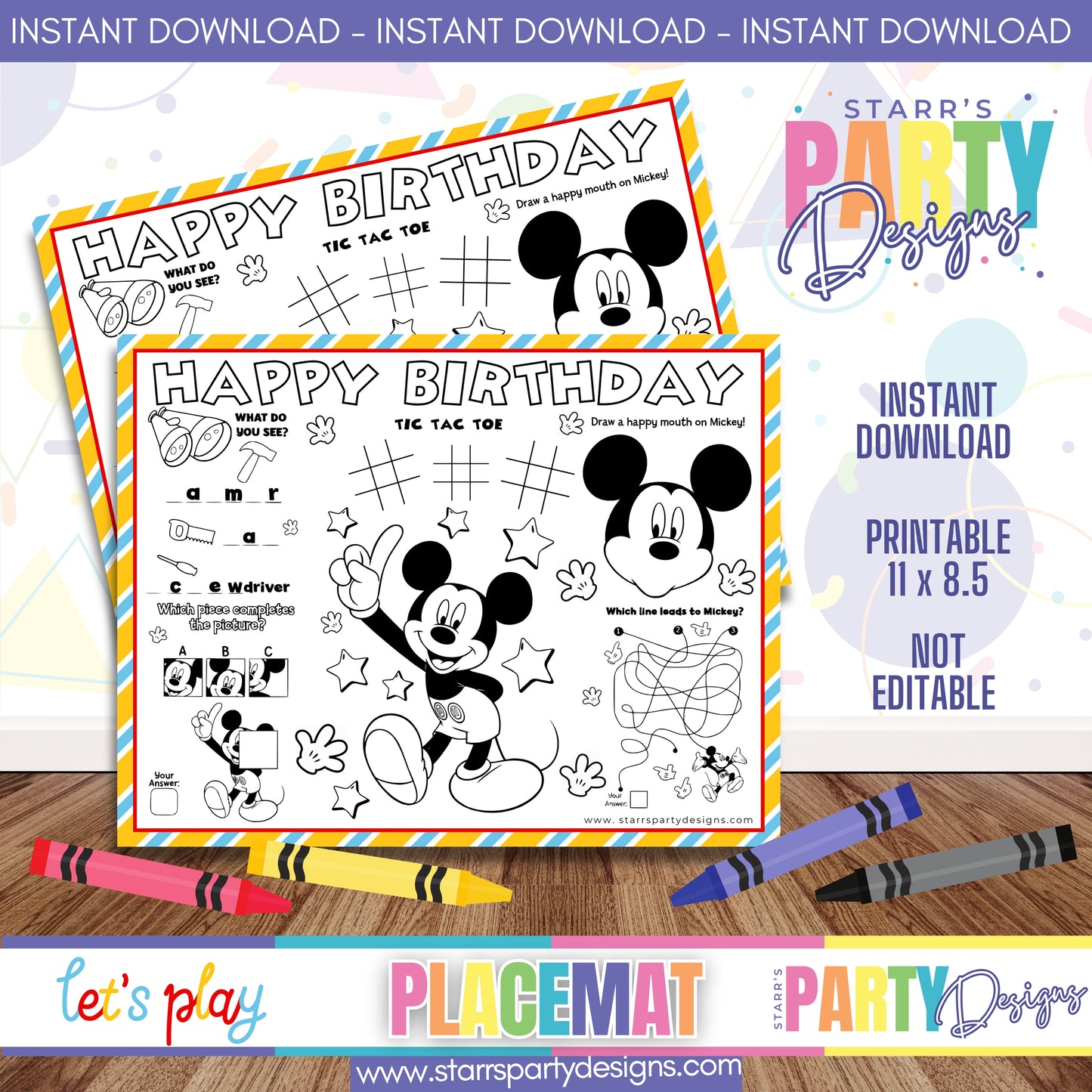HOJA DE ACTIVIDADES CON MANTELETE INDIVIDUAL | VAMOS A JUGAR CON MICKEY A1