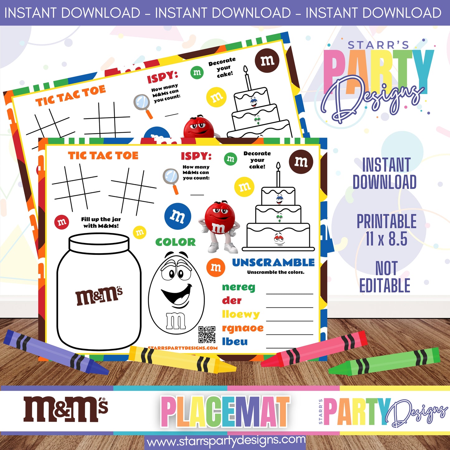 PLACEMAT ACTIVITY SHEET | M&MS A1