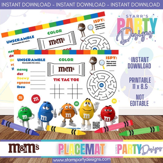PLACEMAT ACTIVITY SHEET | M&MS A2