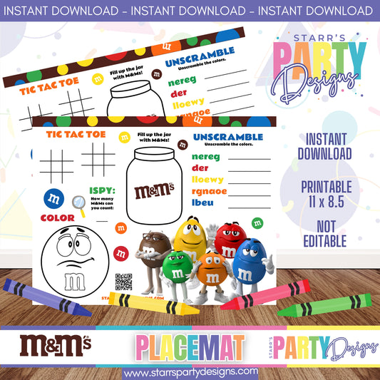 PLACEMAT ACTIVITY SHEET | M&MS A3