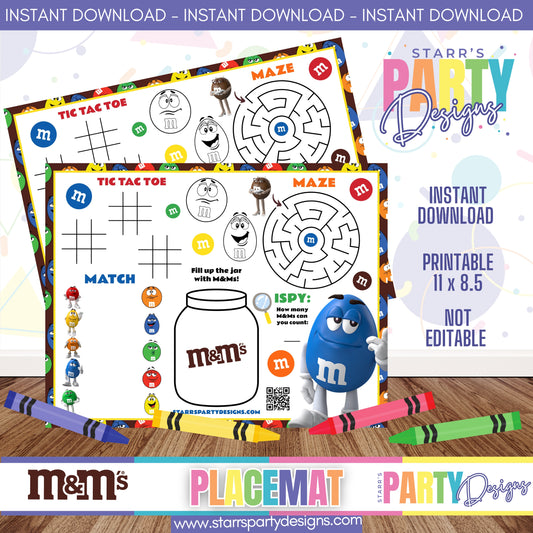 PLACEMAT ACTIVITY SHEET | M&MS A4