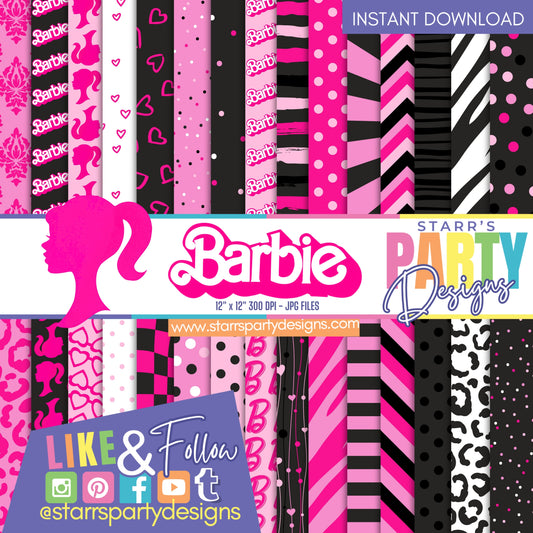 PAQUETE DE PAPEL BARBIE ROSA 1