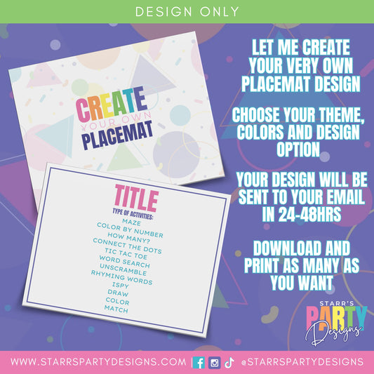 CUSTOM PLACEMATS DESIGN- DIGITAL FILE ONLY